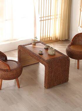 家用阳台藤椅靠背椅人单编织tb-62534三件套懒人藤代椅现简约藤编