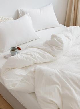 酒店民宿四件套6支全棉贡缎宾床上YVJ用品纯布白馆色酒0店草床单