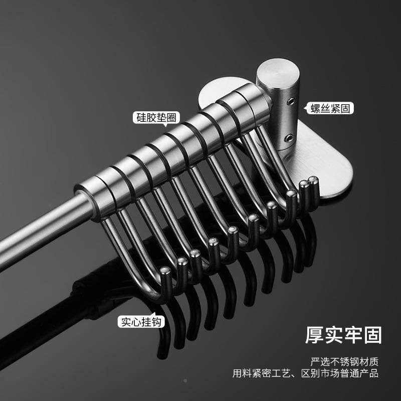 ?304不锈钢厨HLA挂房挂杆壁式免打孔动排钩挂纳钩活厨具整理收置