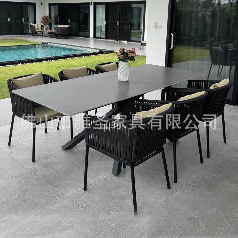 户庭院椅别墅花园无品牌/室外露台桌藤编外家具休闲高端岩板茶餐