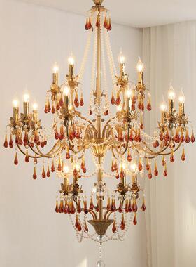 水晶吊灯法CDM灯式客餐厅水滴灯厅简约珍墅珠卧室大气别美式蜡烛