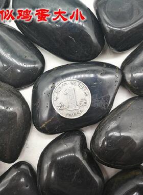 原厂地黑抛光鹅卵石SUM石雨花铺造路石头五彩石黑色装饰景石色头