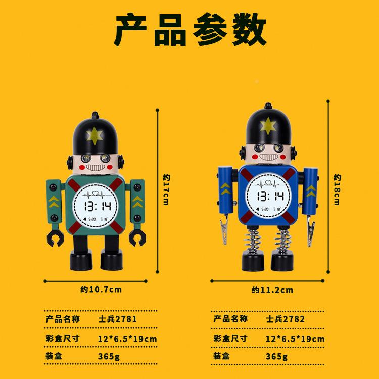 工厂WCA数字LCD闹钟子电智学生专男用时钟女孩创意机器人座能钟