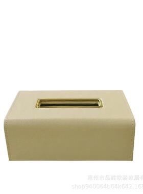 新桌式抽轻奢软装酒店餐厅家居面摆EHO件装饰木质皮质式工艺纸巾