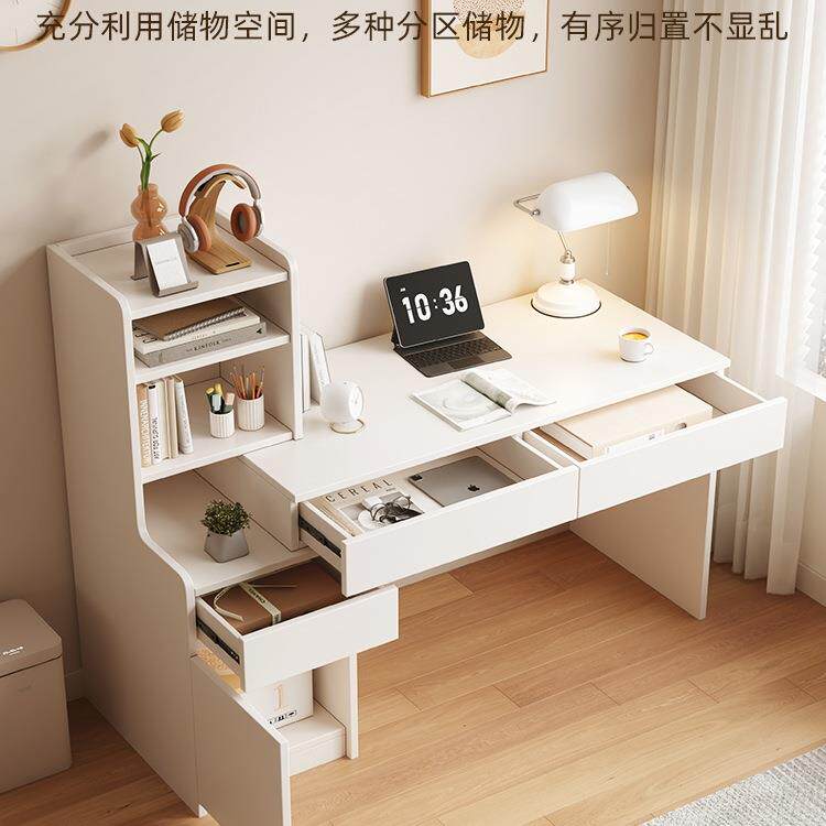 实脑木书桌书架一体桌书学生无品牌/家用伸缩学习桌带柜电桌小户