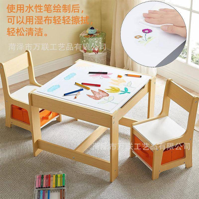儿童阅桌套装抽无品牌/习屉收纳学桌木制活动桌储物抽屉椅儿童绘