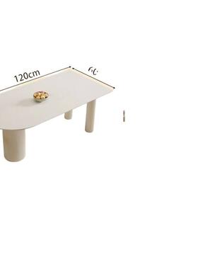 奶油家用小户型吃饭合风BMP纯白色组现代简约半形餐桌子岩板餐圆