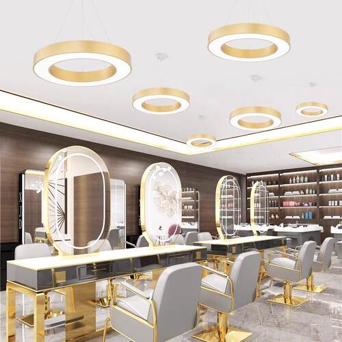 灯美发店吊灯美发廊理发店专用灯99金色ld长甲条灯店铺商用超亮e