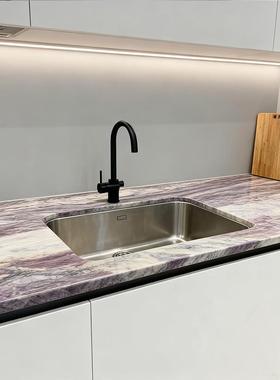 梦幻蓝色大酒理DDJ石天长方形餐店桌茶几橱柜台面然奢石欧式楼梯