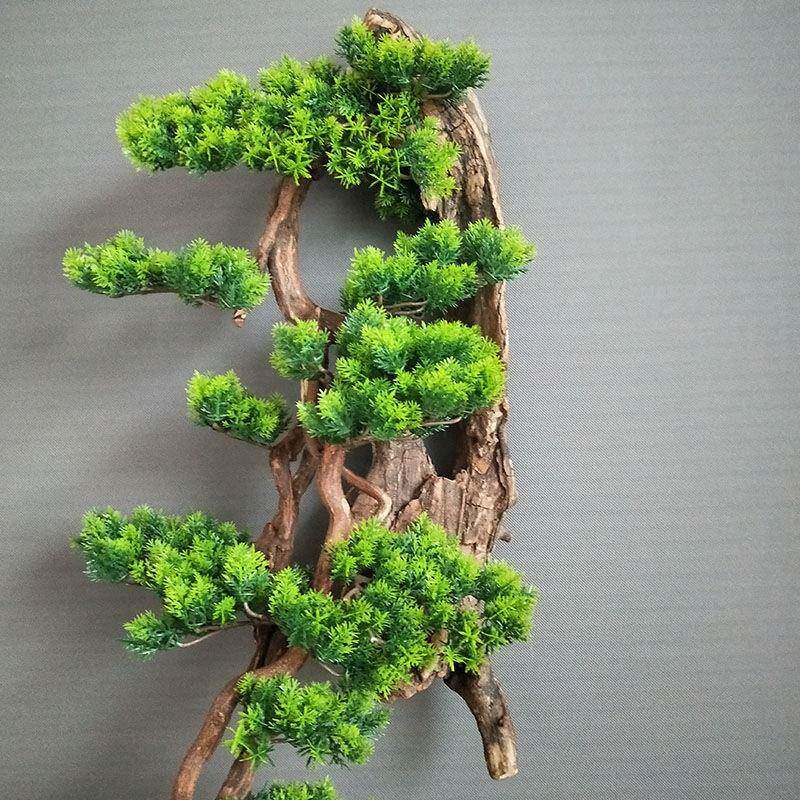 仿真迎松树枝上墙装品植物饰枯木hfTNj5pf壁挂客厅场景布置造景创