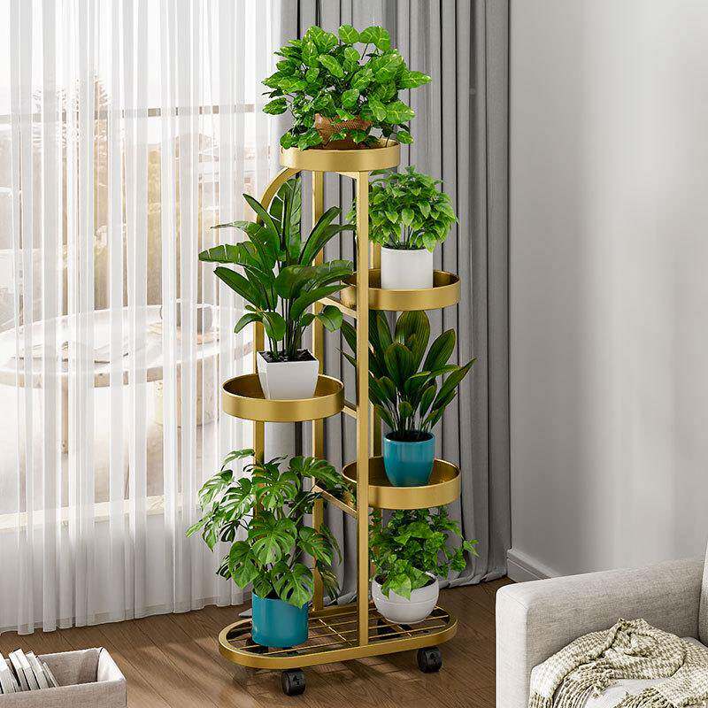 花铁架艺层带轮绿萝花盆客厅阳台落地架式可移动多室内VSF花盆置