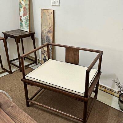 8V约中式打坐椅主位盘腿主人椅老榆新木IXD禅人椅简实木圈椅围椅