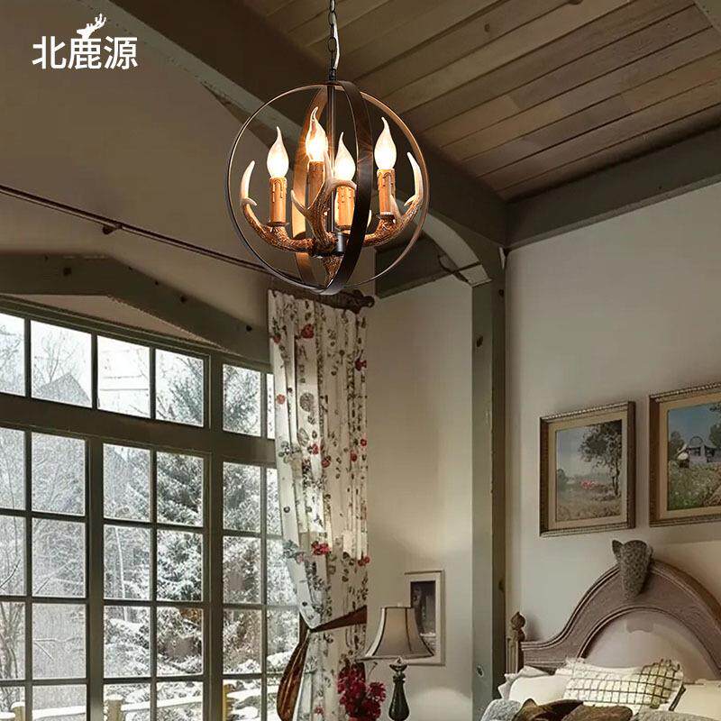 美式乡村吊灯客厅球简约创意形欧复M6022古卧室玄走关廊楼梯餐式
