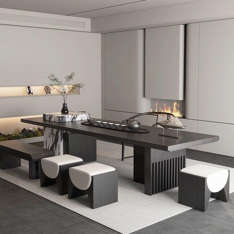 现代轻岛桌椅茶桌大组合NBH中式实木板设计师端岩板高茶奢台办公