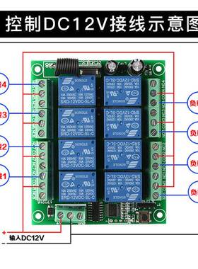 12v8ZRF点路八路多路距离无关线遥控开无源开关量电灯水泵远动自