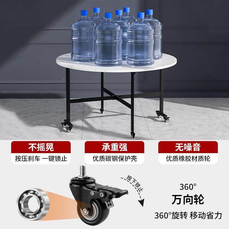 叠餐桌带家用小户轮型吃可无品牌/移动大圆折桌多功能客厅饭桌子