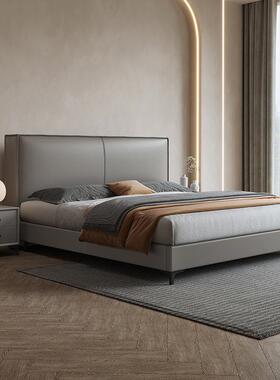 豆床意极简现腐代简式约块双人1.231#8米轻奢皮床主卧气压床高箱