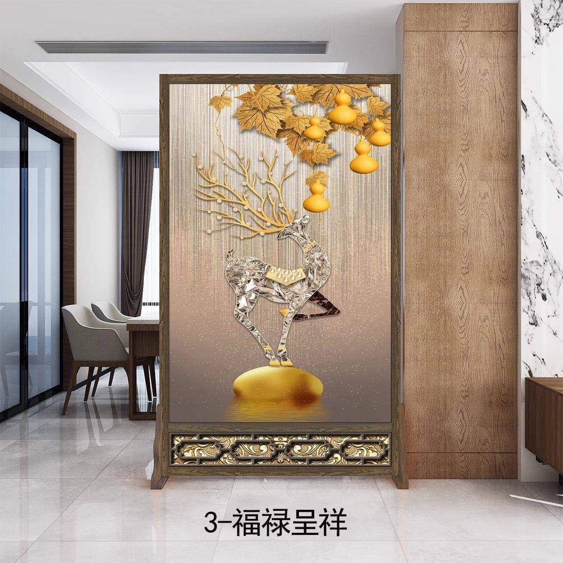 中式屏风隔断厅遮挡现水代入布艺玄关户家客用办公室茶LWL室风座