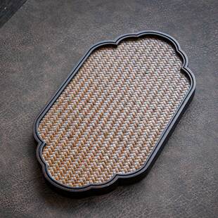 重创席干泡盘宋席竹茶盘手工祥云型无品牌/复古意茶托竹家用壶垫