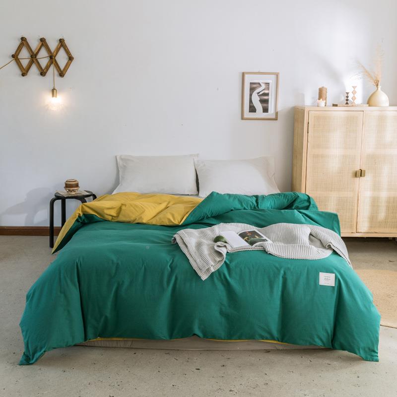 水洗0棉全棉被套简约素色20x2230双人纯棉15x00KIW单人学生宿0舍