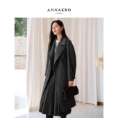 玖姿安娜蔻极简ROW风羊毛双面呢大衣女2025冬季 真我系列 新款