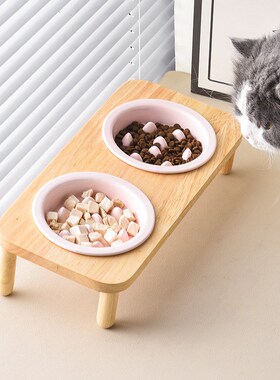 慢食碗陶瓷猫碗加高餐桌缓食碗双碗猫粮碗狗碗防噎碗防呕吐护颈