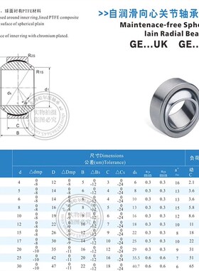 自润滑向心关节轴承GEG GE4 5 6 8 10 12 15 17 20 25 30 40 C/UK
