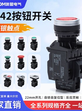按钮开关LA42P-10/G自覆位平钮11/Y急停电梯双键黑白钥匙旋钮圆形