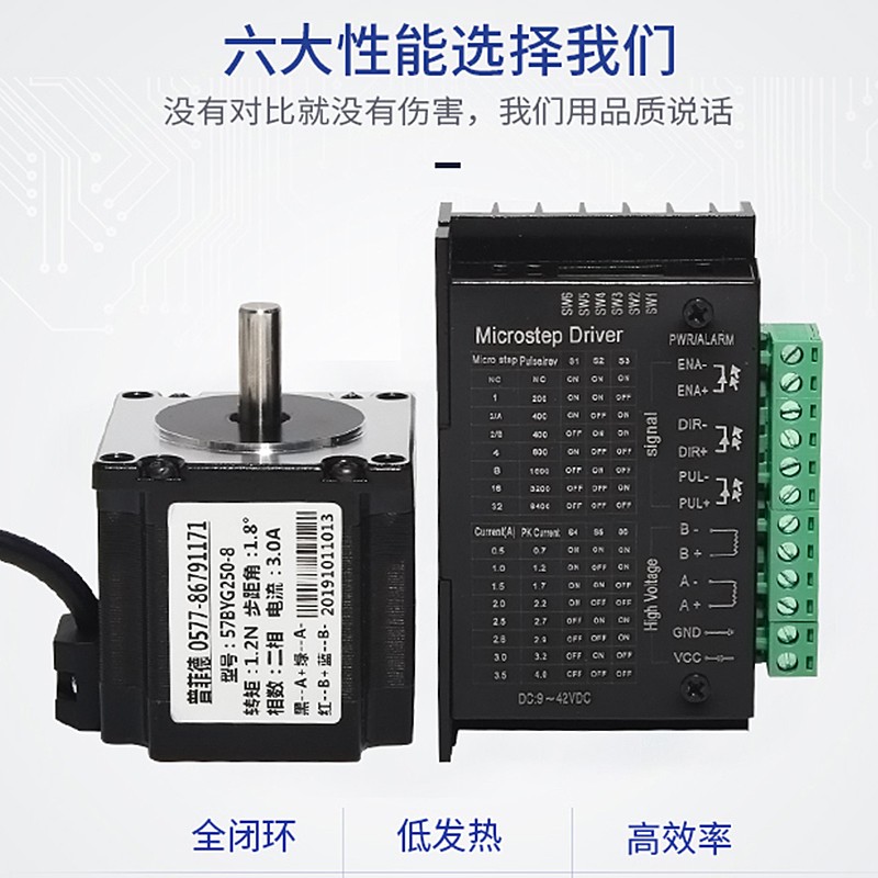 57步进电机套装 57BYG250B 扭矩1.2N.M 长56MM+TB6600驱动器 4A