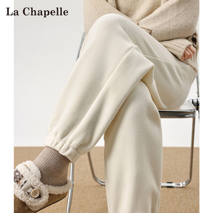 子 高腰休闲加绒哈伦老爹裤 拉夏贝尔摇粒绒加厚运动卫裤 女秋冬新款