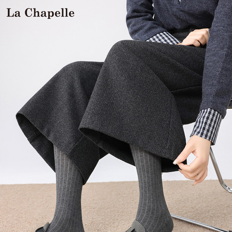 拉夏贝尔毛呢八分西装裤女秋冬