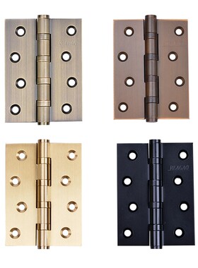 睿高全铜合页纯铜仿古轴承中式大门合页4寸折页合叶平开铰链黑色