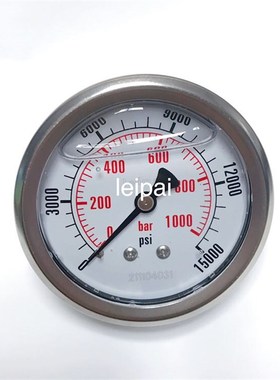 轴向防振压力表 注油耐震 1000bar 15000psi 直径68mm 螺纹 ZG1/4
