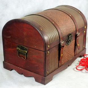 仿古典古中老式木箱子百宝箱木质收纳整理箱服式具装店复F0214道