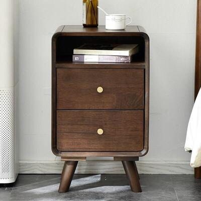 优明实木床柜现代简约边柜卧室床边柜AL-64204子收床纳头储物柜环