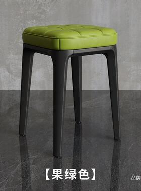 轻奢凳凳子家高凳可AL101170等叠放加厚塑用料椅子软包方餐桌独凳