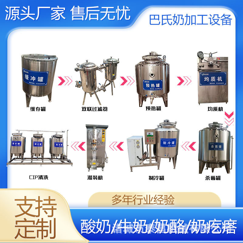 大型鲜乳巴氏消毒机械瓶装巴氏奶设备厂家牧场适用牛奶加工机械