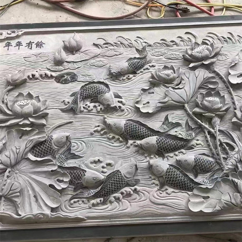 石雕浮雕壁画青石仿古地雕户外庭院中式福字窗花别墅影壁墙花岗岩