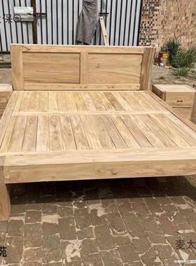 老榆木BQJ大双人白床婚床排子全床榆木料床坯麦太保