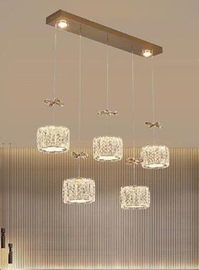 吧台衣餐桌水款晶灯帽创意le新简约现代楼梯间高档餐d855厅吊灯三