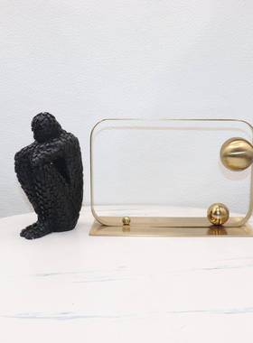 现装BJ00079代轻奢软板房室内几何金属饰品意金色简约抽象酒样创