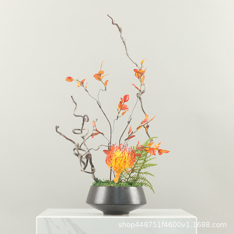 新中式现代绿植仿真花束插花摆件