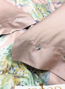 件A06L6支贡F76MJS95缎长绒棉印花四件套全纯春夏棉床品套轻奢