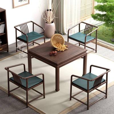 新实中式木八台仙桌胡四方桌桃木四方棋牌桌小茶桌正方形餐椅餐桌