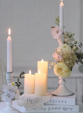 森得源新款品铁艺烛台is法式白烛台家居饰品田园风烛台A0Y683/84