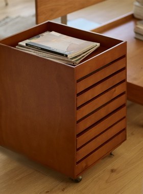 minimore灵感文件柜北欧日式复古木质书房办公室可移动抽屉柜