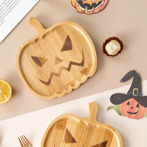Halloween Pumpkin Plate万圣节木制南瓜幽灵托盘餐盘家居厨房装