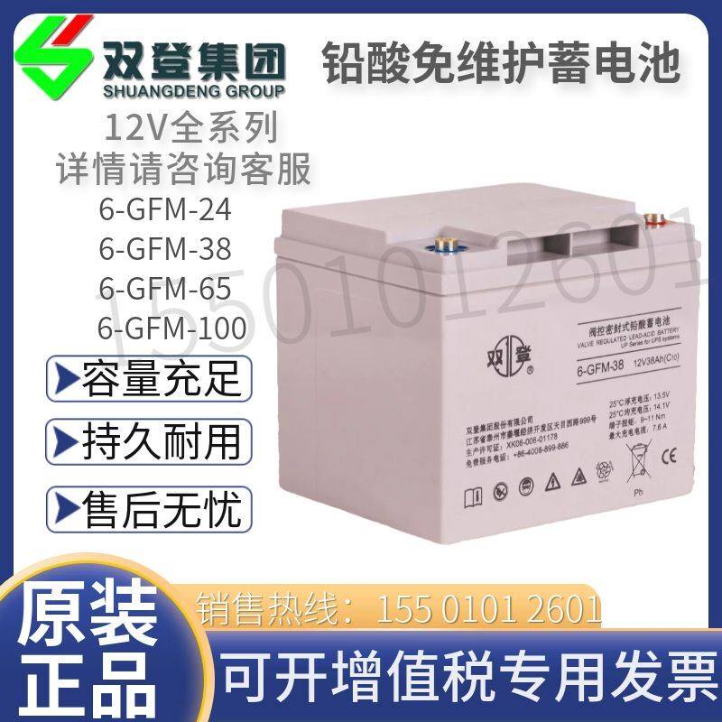 双登6-GFM-38阀控式铅酸免维护蓄电瓶12V38AH65AH100AH储能大容量