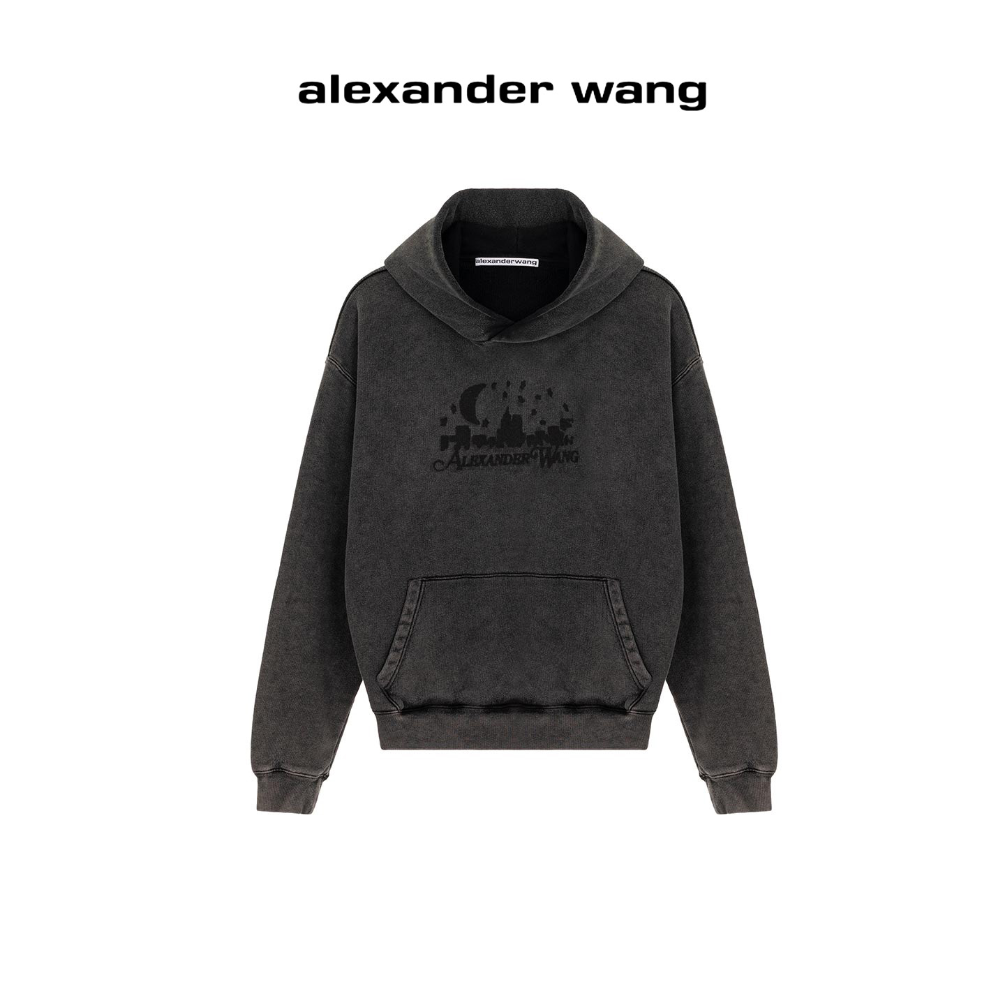 Alexander Wang亚历山大王 秋冬深灰连帽卫衣女士百款印花外套