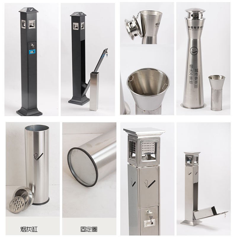 户外不锈钢立式烟灰柱商用灭烟垃圾桶吸烟区烟头收集Y烟蒂桶烟灰